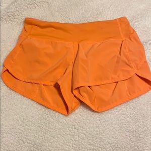 orange lulu lemon shorts